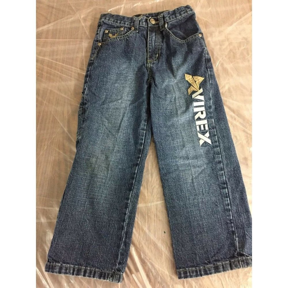 Vintage Y2K Avirex Jeans Boys 5 Blue‎ Carpenter Denim Utility Logo Streetwear